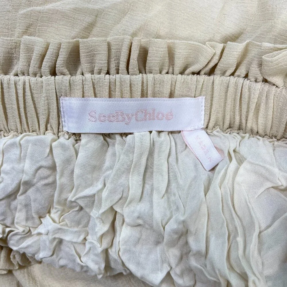 $595 NWOT See by Chloé Off-White Embroidered Maxi Skirt Size 38/L Pull-On - Picture 9 of 14